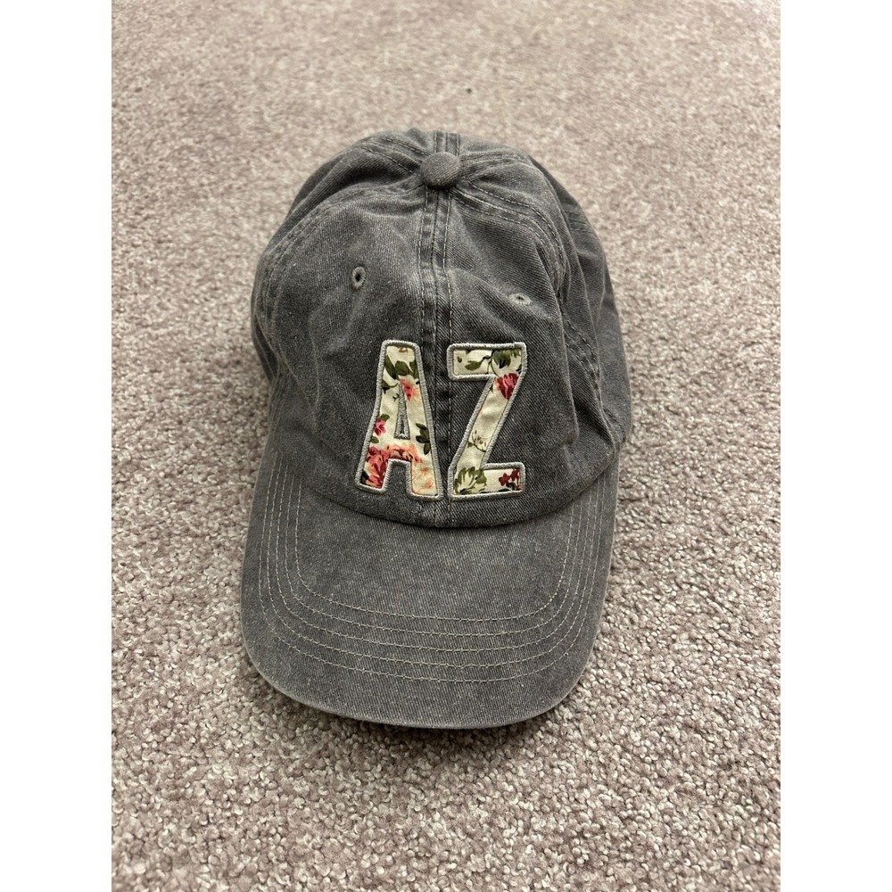 Home Free Baseball Cap Womens OSFM Gray Excellent Floral AZ Applique Heart Hat